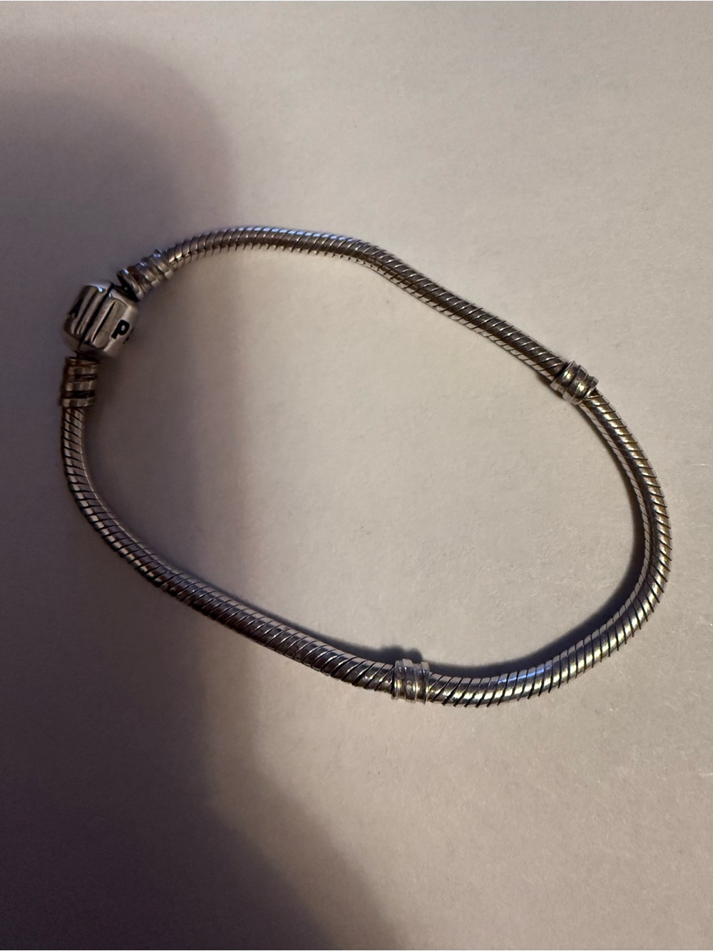 Sterling Silver Snake Chain Charm Bracelet - Silver